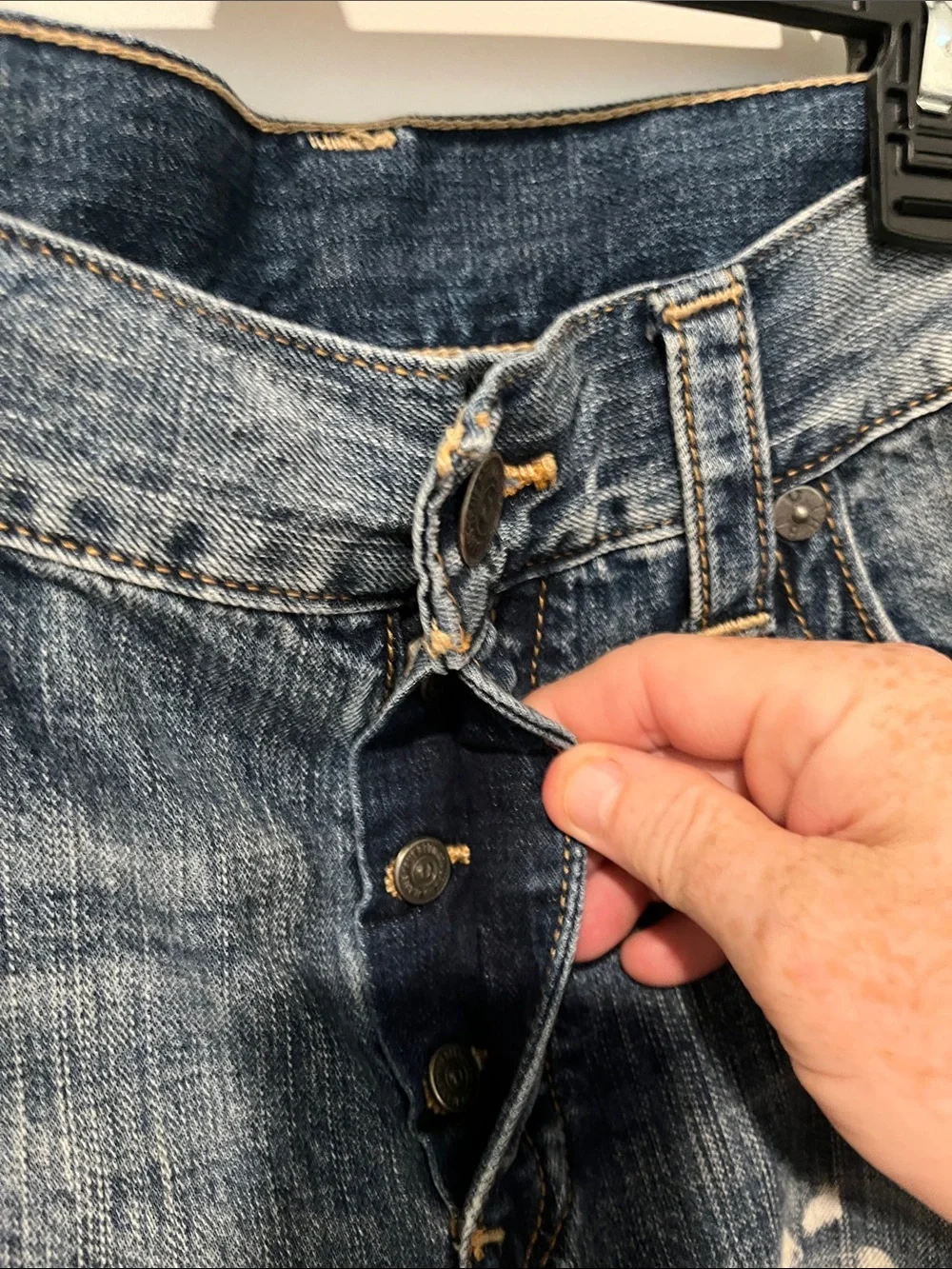 True Religion Rocco No Flap Factory Distressed Holes Bleach Splatter Rip Jeans